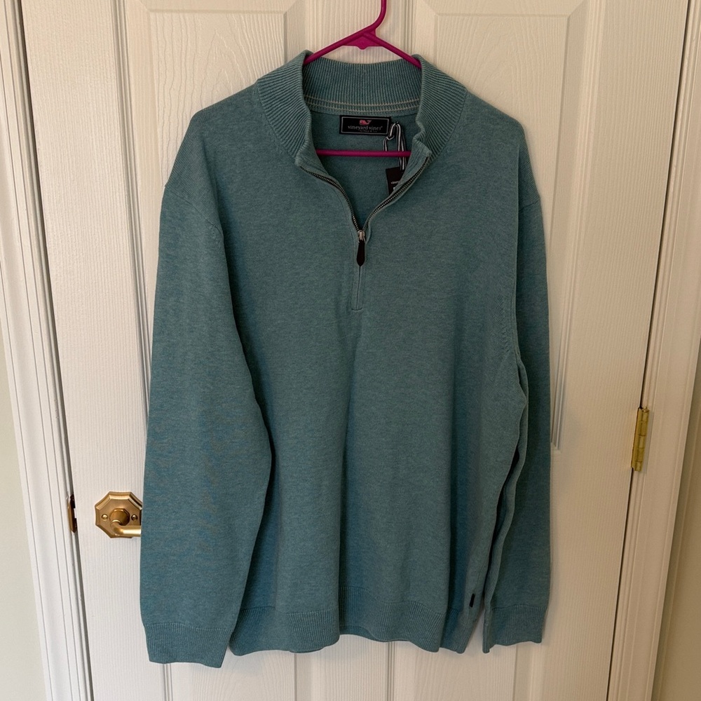 Vineyard Vines Men's Teal Half-Zip Sweater
